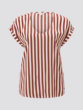 Gemusterte Kurzarm-Tunikabluse - Frauen - rust white vertical stripe Gemusterte Kurzarm-Tunikabluse - Frauen - rust white vertical stripe - 7 - TOM TAILOR Denim