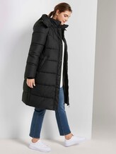 Langer Puffermantel mit hohem Kragen - Frauen - Deep Black Langer Puffermantel mit hohem Kragen - Frauen - Deep Black - 3 - My True Me