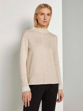 Doppelseitiger Strickpullover - Frauen - desert sand melange Doppelseitiger Strickpullover - Frauen - desert sand melange - 1 - TOM TAILOR