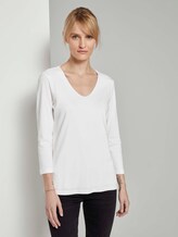 Basic Shirt mit 3/4-Arm - Frauen - Whisper White Basic Shirt mit 3/4-Arm - Frauen - Whisper White - 1 - TOM TAILOR