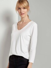 Basic Shirt mit 3/4-Arm - Frauen - Whisper White Basic Shirt mit 3/4-Arm - Frauen - Whisper White - 5 - TOM TAILOR