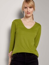 Basic Shirt mit 3/4-Arm - Frauen - wood green Basic Shirt mit 3/4-Arm - Frauen - wood green - 5 - TOM TAILOR