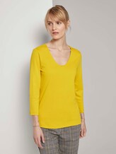 Basic Shirt mit 3/4-Arm - Frauen - california sand yellow Basic Shirt mit 3/4-Arm - Frauen - california sand yellow - 1 - TOM TAILOR