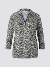 Patterned blouse shirt with a Henley collar - Women - navy green floral design Patterned blouse shirt with a Henley collar - Women - navy green floral design - 7 - TOM TAILOR