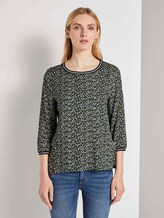 Shirt mit Ripp-Details im Materialmix - Frauen - navy green floral design Shirt mit Ripp-Details im Materialmix - Frauen - navy green floral design - 1 - TOM TAILOR