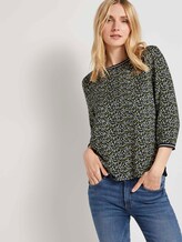 Shirt mit Ripp-Details im Materialmix - Frauen - navy green floral design Shirt mit Ripp-Details im Materialmix - Frauen - navy green floral design - 5 - TOM TAILOR