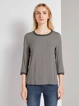 Shirt mit Ripp-Details im Materialmix - Frauen - grey small bias check Shirt mit Ripp-Details im Materialmix - Frauen - grey small bias check - 1 - TOM TAILOR