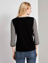 Shirt mit Ripp-Details im Materialmix - Frauen - grey small bias check Shirt mit Ripp-Details im Materialmix - Frauen - grey small bias check - 2 - TOM TAILOR