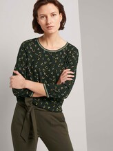 shirt with rib details in a material mix - Women - dark rosin floral design shirt with rib details in a material mix - Women - dark rosin floral design - 5 - TOM TAILOR