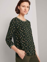 shirt with rib details in a material mix - Women - dark rosin floral design shirt with rib details in a material mix - Women - dark rosin floral design - 9 - TOM TAILOR