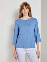 Meliertes Shirt mit 3/4-Arm - Frauen - sea blue melange Meliertes Shirt mit 3/4-Arm - Frauen - sea blue melange - 1 - TOM TAILOR