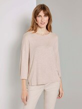 Meliertes Shirt mit 3/4-Arm - Frauen - desert sand melange Meliertes Shirt mit 3/4-Arm - Frauen - desert sand melange - 1 - TOM TAILOR