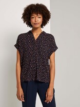 Gemustertes Blusenshirt - Frauen - navy orange dot design Gemustertes Blusenshirt - Frauen - navy orange dot design - 1 - Mine to five