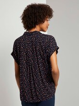 Gemustertes Blusenshirt - Frauen - navy orange dot design Gemustertes Blusenshirt - Frauen - navy orange dot design - 2 - Mine to five