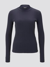 Ribbed long-sleeved top with a stand-up collar - Women - Sky Captain Blue Ribbed long-sleeved top with a stand-up collar - Women - Sky Captain Blue - 7 - Mine to five