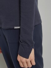 Ribbed long-sleeved top with a stand-up collar - Women - Sky Captain Blue Ribbed long-sleeved top with a stand-up collar - Women - Sky Captain Blue - 9 - Mine to five