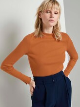 Geripptes Langarmshirt mit Stehkragen - Frauen - Baked Ginger Orange Geripptes Langarmshirt mit Stehkragen - Frauen - Baked Ginger Orange - 5 - Mine to five