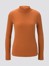 Geripptes Langarmshirt mit Stehkragen - Frauen - Baked Ginger Orange Geripptes Langarmshirt mit Stehkragen - Frauen - Baked Ginger Orange - 7 - Mine to five