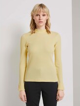 Ribbed long-sleeved top with a stand-up collar - Women - pale banana yellow Ribbed long-sleeved top with a stand-up collar - Women - pale banana yellow - 1 - Mine to five