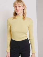 Ribbed long-sleeved top with a stand-up collar - Women - pale banana yellow Ribbed long-sleeved top with a stand-up collar - Women - pale banana yellow - 5 - Mine to five