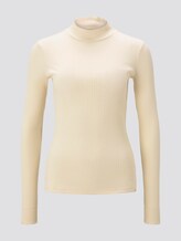 Geripptes Langarmshirt mit Stehkragen - Frauen - light soft sand Geripptes Langarmshirt mit Stehkragen - Frauen - light soft sand - 7 - Mine to five