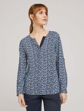 Gemusterte Henley-Bluse mit Turn-Ups - Frauen - navy blue floral design Gemusterte Henley-Bluse mit Turn-Ups - Frauen - navy blue floral design - 1 - TOM TAILOR