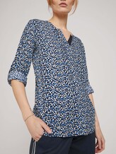 Gemusterte Henley-Bluse mit Turn-Ups - Frauen - navy blue floral design Gemusterte Henley-Bluse mit Turn-Ups - Frauen - navy blue floral design - 9 - TOM TAILOR
