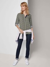 Gemusterte Henley-Bluse mit Turn-Ups - Frauen - navy green floral design Gemusterte Henley-Bluse mit Turn-Ups - Frauen - navy green floral design - 3 - TOM TAILOR