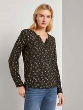 Henley shirt with turn-ups - Women - dark rosin floral design Henley shirt with turn-ups - Women - dark rosin floral design - 1 - TOM TAILOR