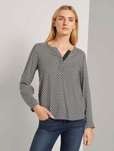 Gemusterte Henley-Bluse mit Turn-Ups - Frauen - dark rosin black minimal Gemusterte Henley-Bluse mit Turn-Ups - Frauen - dark rosin black minimal - 1 - TOM TAILOR