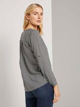 Gemusterte Henley-Bluse mit Turn-Ups - Frauen - dark rosin black minimal Gemusterte Henley-Bluse mit Turn-Ups - Frauen - dark rosin black minimal - 2 - TOM TAILOR