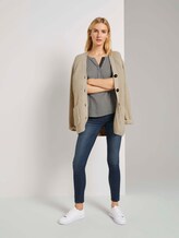 Gemusterte Henley-Bluse mit Turn-Ups - Frauen - dark rosin black minimal Gemusterte Henley-Bluse mit Turn-Ups - Frauen - dark rosin black minimal - 3 - TOM TAILOR
