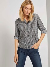 Gemusterte Henley-Bluse mit Turn-Ups - Frauen - dark rosin black minimal Gemusterte Henley-Bluse mit Turn-Ups - Frauen - dark rosin black minimal - 5 - TOM TAILOR