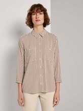 Gestreifte Hemdbluse - Frauen - camel white stripe Gestreifte Hemdbluse - Frauen - camel white stripe - 1 - TOM TAILOR