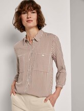 Gestreifte Hemdbluse - Frauen - camel white stripe Gestreifte Hemdbluse - Frauen - camel white stripe - 5 - TOM TAILOR