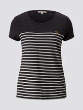 Gestreiftes T-Shirt mit kleiner Stickerei - Frauen - Shale Grey Melange Gestreiftes T-Shirt mit kleiner Stickerei - Frauen - Shale Grey Melange - 7 - TOM TAILOR Denim