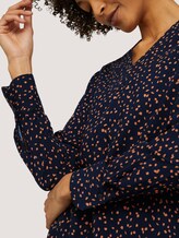 Gemusterte Bluse mit V-Ausschnitt - Frauen - navy orange dot design Gemusterte Bluse mit V-Ausschnitt - Frauen - navy orange dot design - 9 - Mine to five
