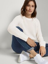 Basic Pullover mit Raglan-Ärmeln - Frauen - Off White Basic Pullover mit Raglan-Ärmeln - Frauen - Off White - 5 - TOM TAILOR Denim