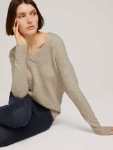 Pullover mit V-Ausschnitt - Frauen - cozy beige melange Pullover mit V-Ausschnitt - Frauen - cozy beige melange - 5 - TOM TAILOR Denim