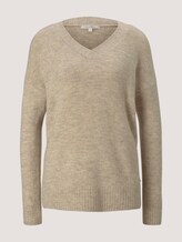 Pullover mit V-Ausschnitt - Frauen - cozy beige melange Pullover mit V-Ausschnitt - Frauen - cozy beige melange - 7 - TOM TAILOR Denim
