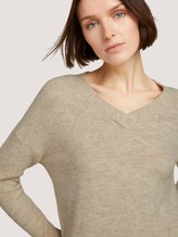 Pullover mit V-Ausschnitt - Frauen - cozy beige melange Pullover mit V-Ausschnitt - Frauen - cozy beige melange - 9 - TOM TAILOR Denim