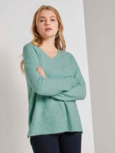 Pullover mit V-Ausschnitt - Frauen - mineral stone blue melange Pullover mit V-Ausschnitt - Frauen - mineral stone blue melange - 5 - TOM TAILOR Denim