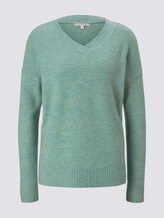 Pullover mit V-Ausschnitt - Frauen - mineral stone blue melange Pullover mit V-Ausschnitt - Frauen - mineral stone blue melange - 7 - TOM TAILOR Denim
