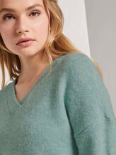 Pullover mit V-Ausschnitt - Frauen - mineral stone blue melange Pullover mit V-Ausschnitt - Frauen - mineral stone blue melange - 9 - TOM TAILOR Denim