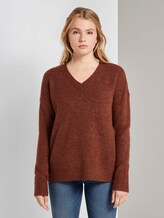 Pullover mit V-Ausschnitt - Frauen - rust orange melange Pullover mit V-Ausschnitt - Frauen - rust orange melange - 1 - TOM TAILOR Denim