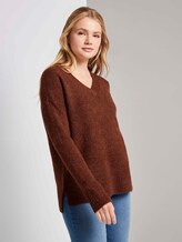 Pullover mit V-Ausschnitt - Frauen - rust orange melange Pullover mit V-Ausschnitt - Frauen - rust orange melange - 5 - TOM TAILOR Denim