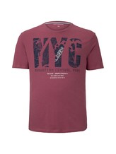 TOM TAILOR Herren T-Shirt mit "New York" Print, rosa, unifarben mit Print, Gr.2XL