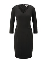 TOM TAILOR Damen Kleid mit Reißverschlussdetails, schwarz, Gr.36