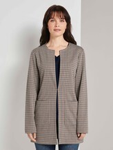 Kragenloser Longblazer im Karomuster - Frauen - camel small check Kragenloser Longblazer im Karomuster - Frauen - camel small check - 1 - TOM TAILOR
