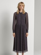 Gemustertes Midi-Blusenkleid - Frauen - navy orange dot design Gemustertes Midi-Blusenkleid - Frauen - navy orange dot design - 1 - Mine to five